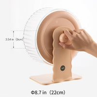 Silent Hamster Wheel 8.7 Inch Dual-Bearings Quiet Running Exercise Wheels with Wood Grain Backboard, Height Adjustable for Dwarf Hamsters, Gerbils, Mice, Hedgehog, Lemmings, Warm Brown