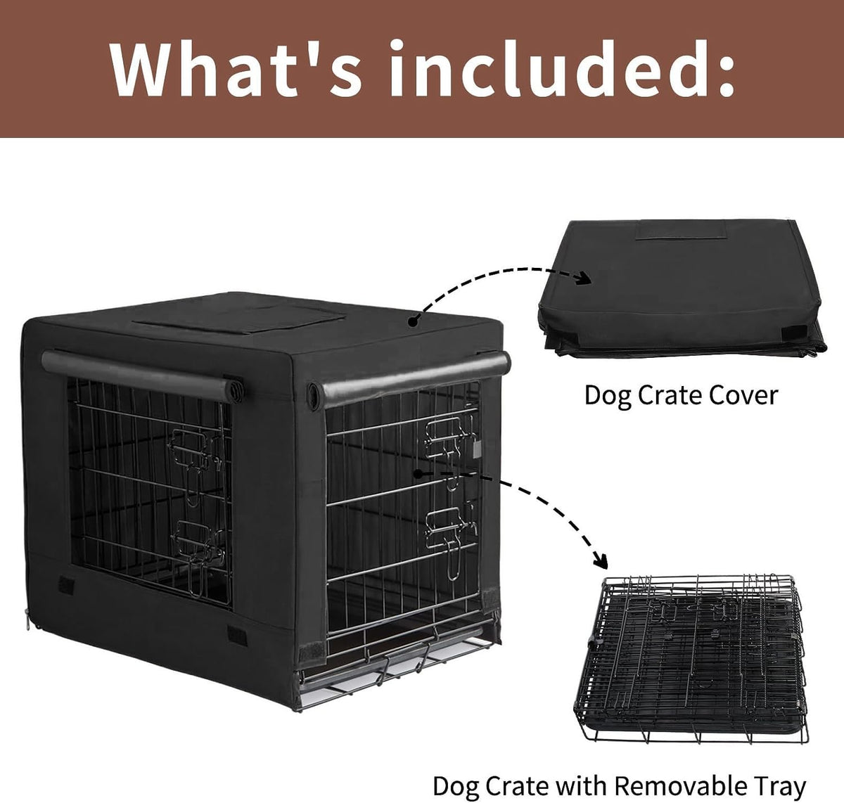 DONORO Dog Crates for Small Size Dogs Indoor Double Door Dog Kennels - Black / 42.0"L x 28.0"W x 31.0"H - image 2