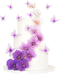 30Pcs 2D Waterproof Swallowtail Butterfly Cake Topper Transparent - Not Edible / Purple Mixed