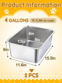 2Pcs 4 Gallons Food Grade Stainless Steel Extra Large Dog Bowls – Essentials for Dogs - 4 Gallons - image 4