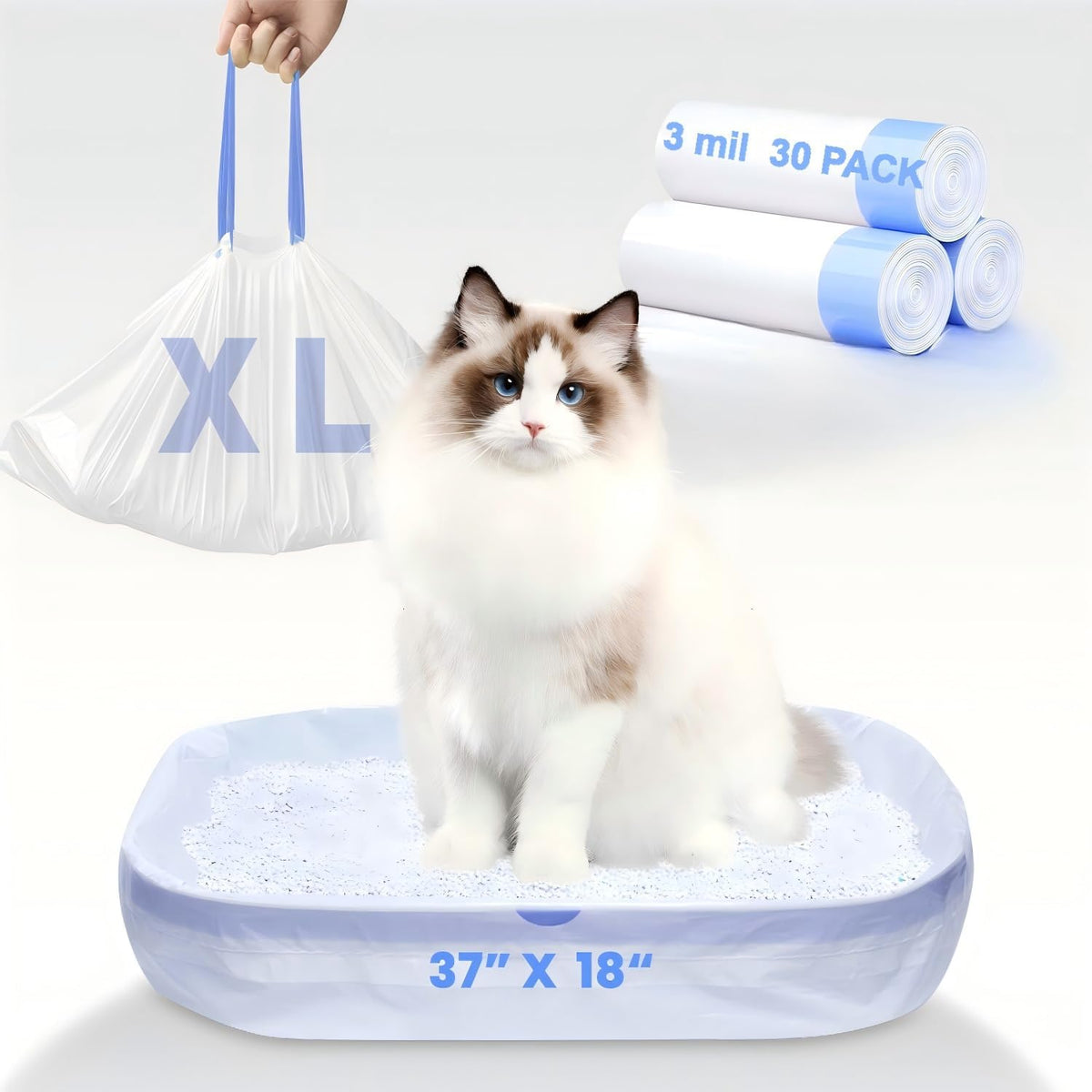 60 Pack Jumbo Cat Litter Bags - 30 PACK 37*18（Jumbo）