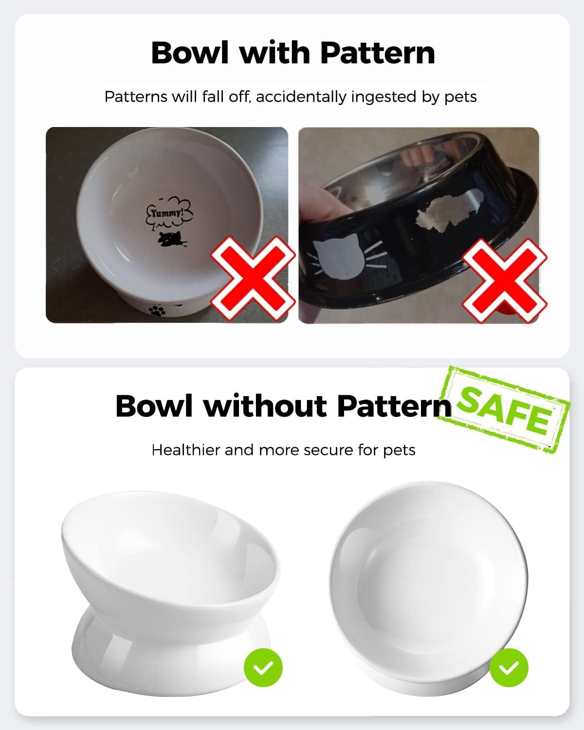 Elevated Cat Food Bowl, 5 Oz Ceramic Raised and Tilted Water Bowl, Anti Vomiting and Protect Pets' - White / 5 OZ - 4 Pack - image 3