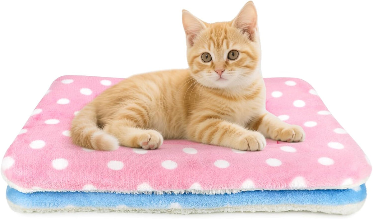 2 Pack Cat Blanket for Indoor Cats - Polka Dots / 18X13 in
