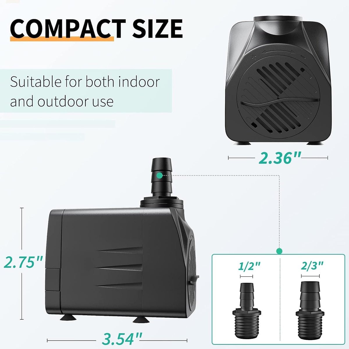 Uniclife 80 GPH Submersible Water Pump 4W 2.4ft High Lift Quiet Pump - 400 GPH - image 2