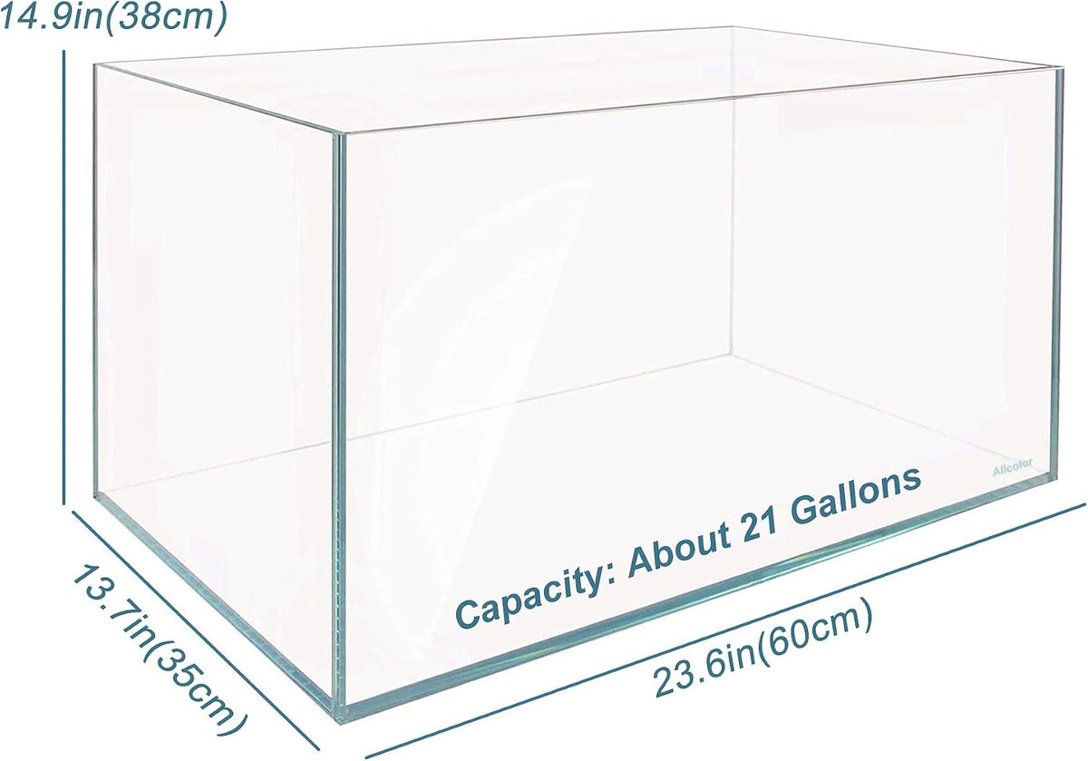 Low Iron Glass Ultra Clear Rimless Aquarium Tank - 21Gal 23.6"L×13.7"W×14.9"H - image 3