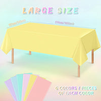 4Pcs Pastel Tablecloths, Mix Color Plastic Tablecloth Disposable Rectangle Table Covers for Baby - Pastel Rectangle / 6pcs - image 2
