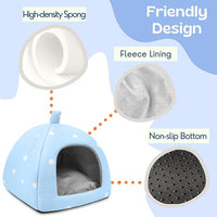 Guinea Pig Hideout and Tunnel Set, Soft Plush Bed & Play Tunnel for Guinea Pigs, Rabbits, Ferrets, Small Animals - Washable Accessories for Resting, Hiding, Exercising