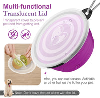 Pawaboo Collapsible Travel Dog Bowls 2 Pack with Lids&Carabiners - 1000ml(Pack of 2) / Pink + Purple - image 2