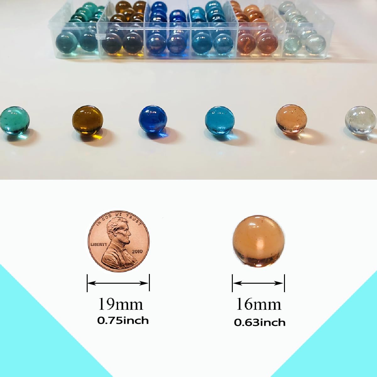 UNCOJOY 72 glass marbles for kids in six colors with storage box - view 2