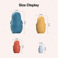 OESSUF 8 Pieces Silicone Nesting Dolls Russian Matryoshka Doll Easter - Blue Penguin Doll Set - image 4