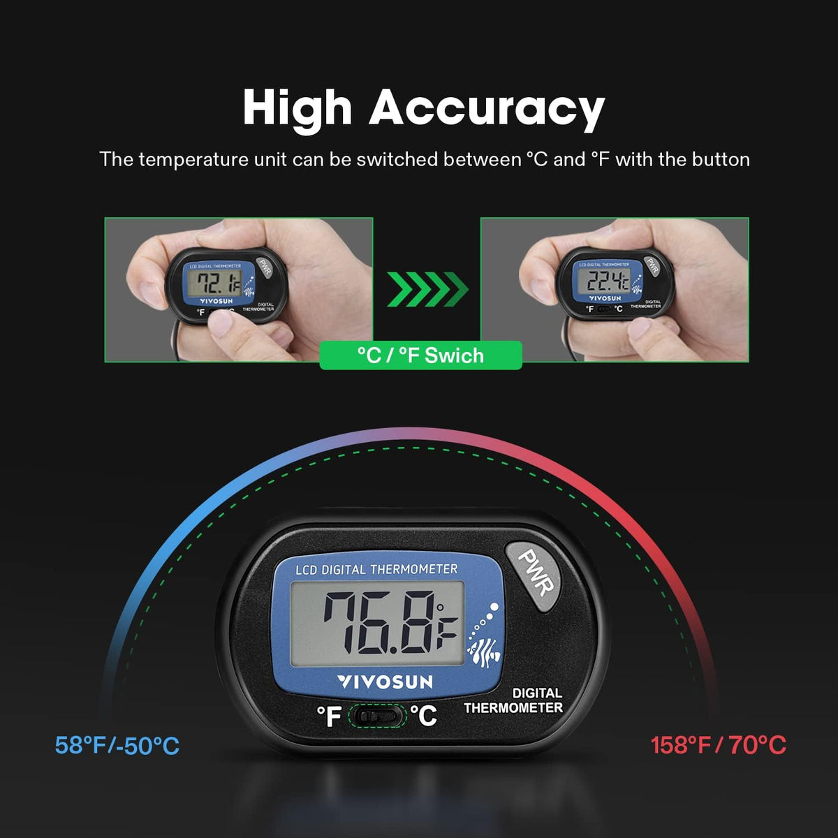VIVOSUN 4-Pack LCD Digital Aquarium Thermometer – Essentials for Fish - 2 packs - image 3