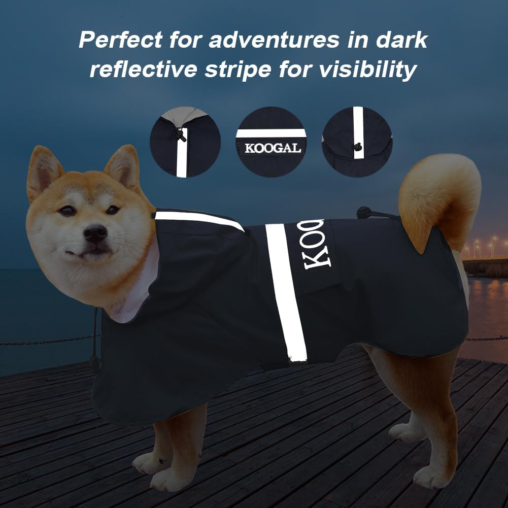 Dog Raincoat Waterproof Hooded, Medium Dogs - Navy Blue / 2XL-Fit for 20 to 33 pounds - image 3