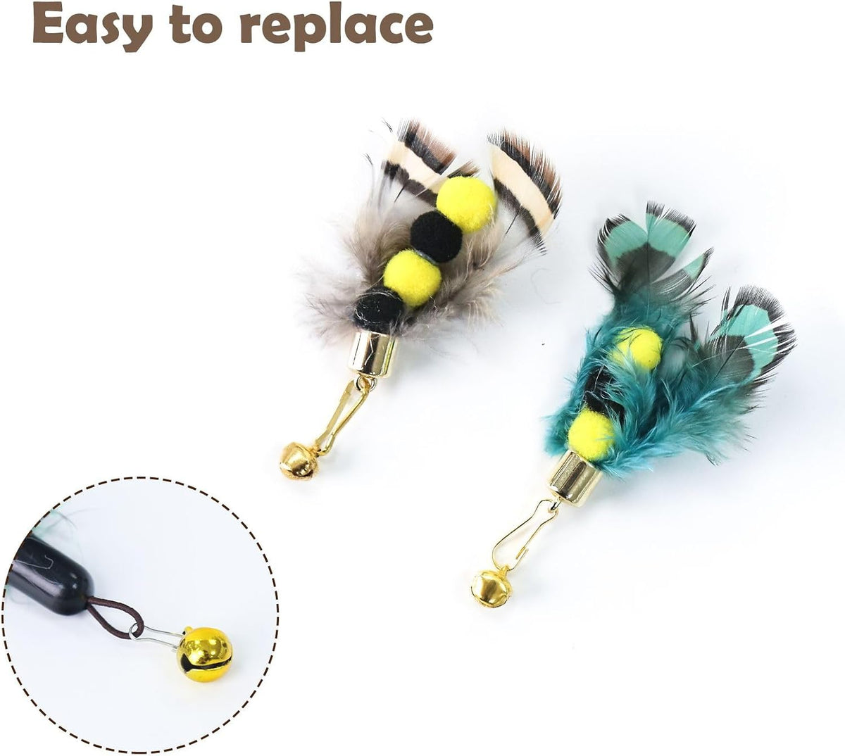 Cat Insect Feather Toys Replacement Cat Toy Wand Refills - Style 7 - image 3