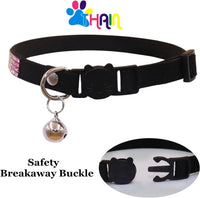THAIN Basic Adjustable Cat Collar Bling Diamond Breakaway with Bell - Black - image 4