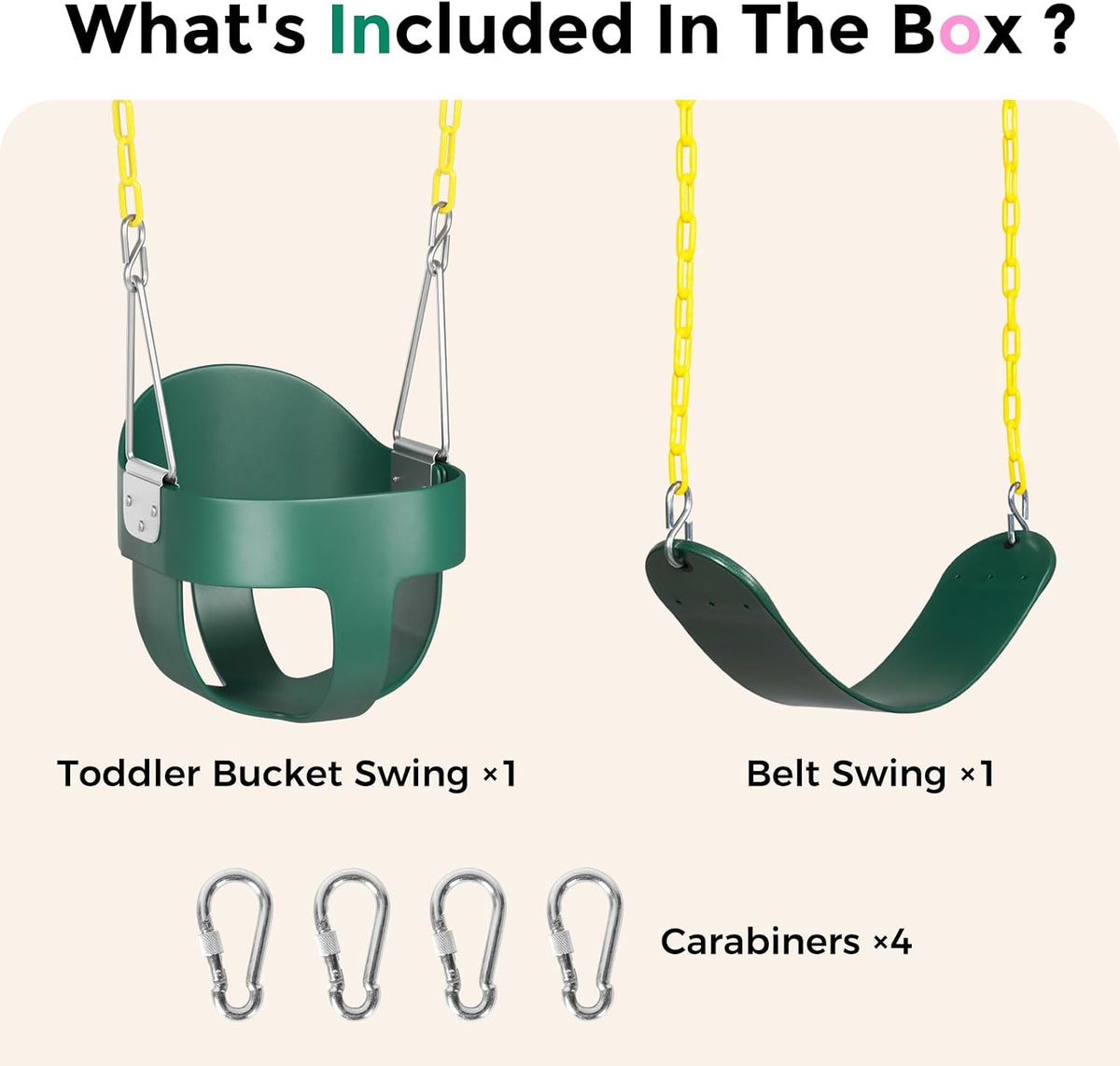 DECORLIFE Toddler Swing, Baby Swing Outdoor - Green - 2 Pack - image 2