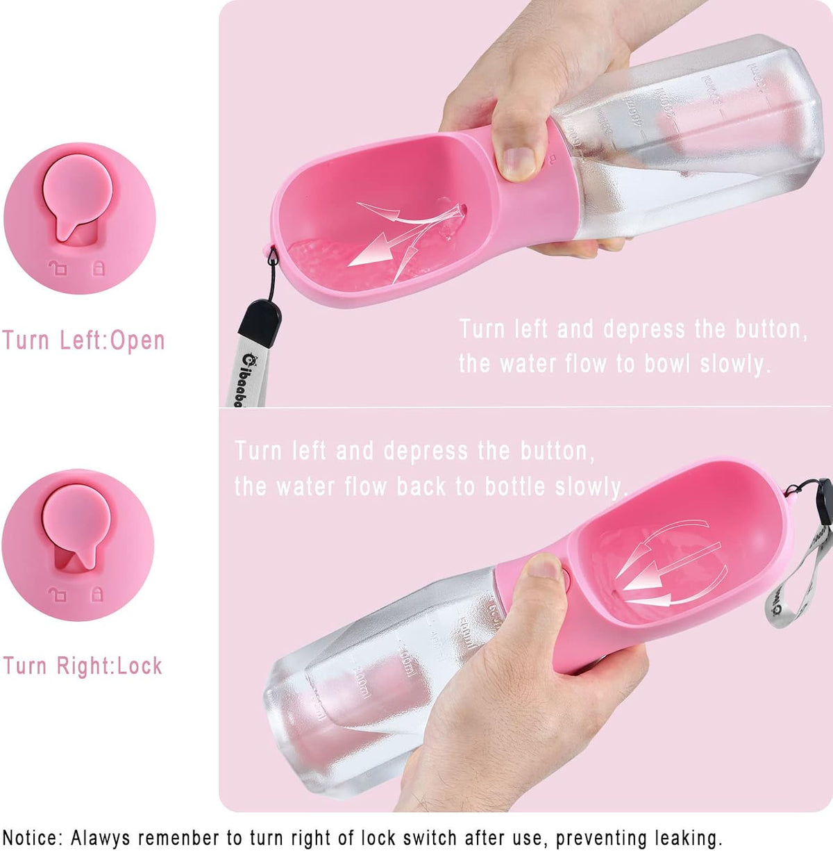 Dog Water Bottle with Food Container & Poop Bag Holder & Filter – Essentials for Dogs - #11 Red / 12oz - image 3