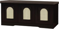 DINZI LVJ Shoe Bench, Entryway Storage Bench with Doors, Cushion, 2-Tier Shoe Rack with 6-Cubby, 39.4”L x 13.8”W Shoe Organizer Cabinet, Adjustable Shelf, Living Room, Bedroom, Espresso with Rattan