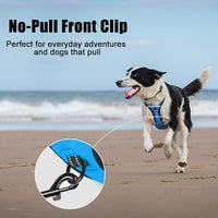 PoyPet No Pull Dog Harness, Reflective Comfortable Vest Harness with Front & Back 2 Leash Attachments and Easy Control Handle Adjustable Soft Padded Pet Vest for Small to Large Dogs (Blue,M)
