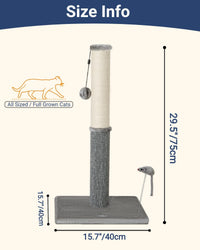 Cat Scratching Post, Cat Scratchers for Indoor Cats with Toys – Essentials for Cats - 29.5" / Light Gray - image 3