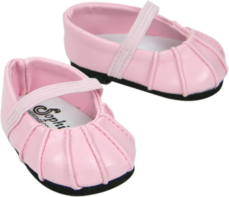 Sophia's Faux-Leather Pleated Dress Shoes with Elastic Straps for 15