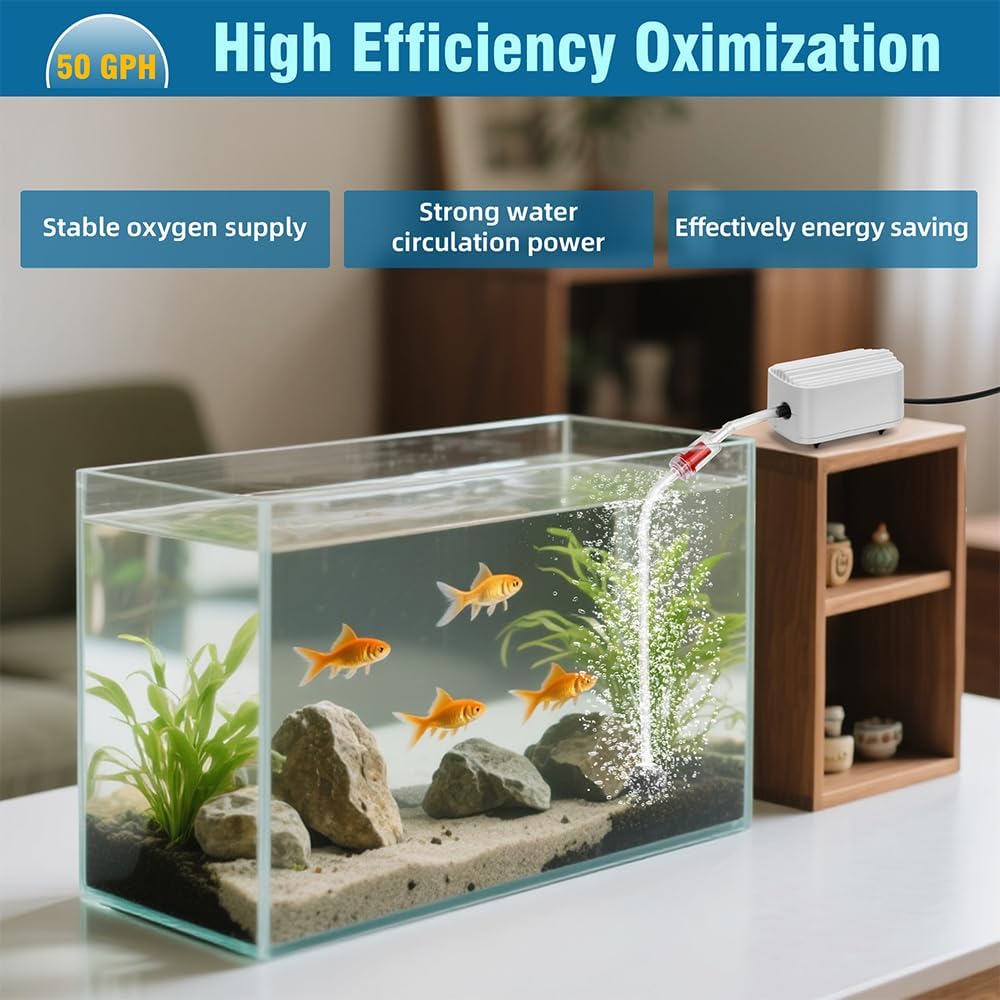 Quiet Aquarium Air Pump 3W Fish Tank Oxygen Aerator Pump with Air - 3W - image 2