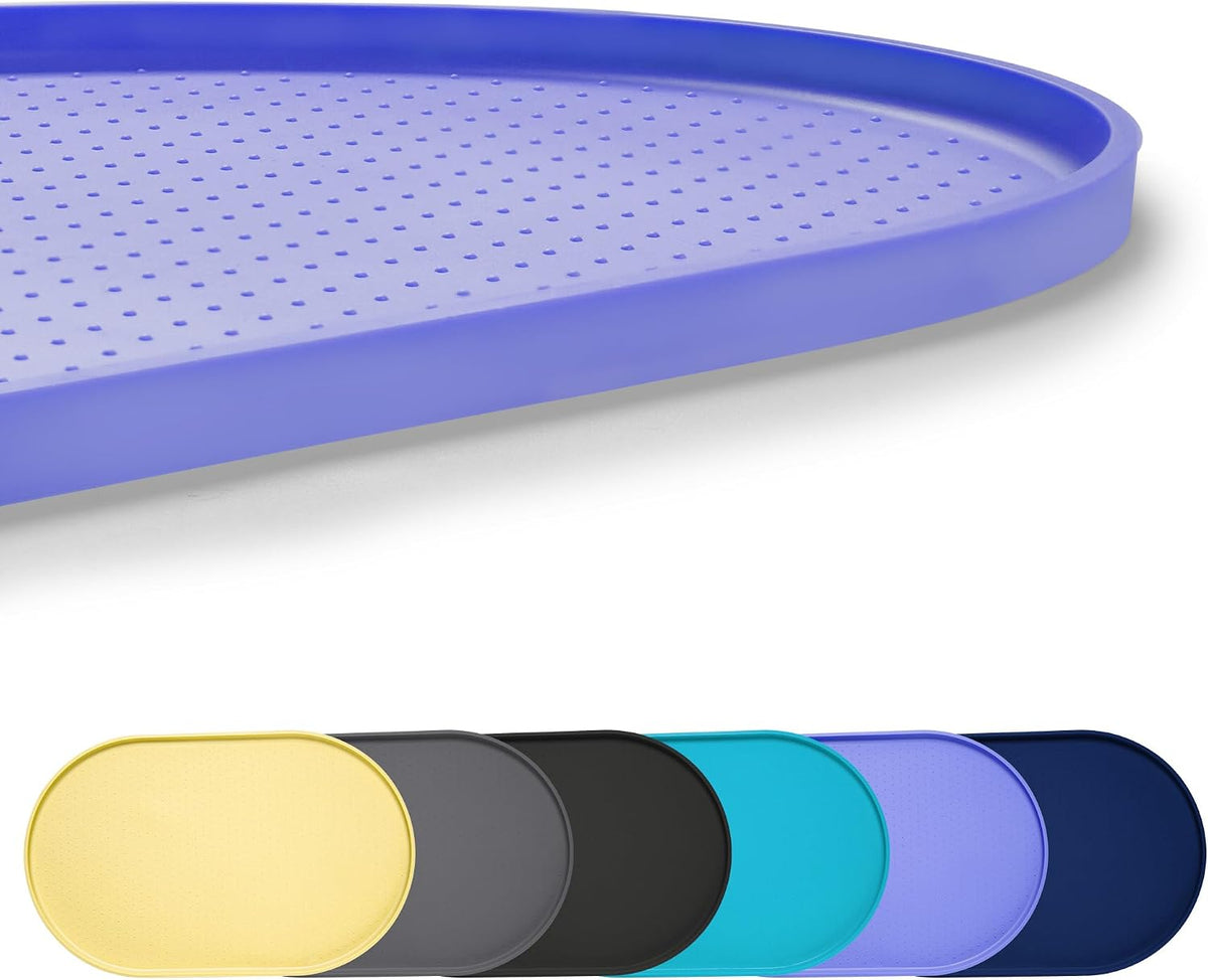 100% Waterproof 0.5" Raised Edge BPA Free Silicone Dog Food Mat - 32x24x1.0 Inch / Purple