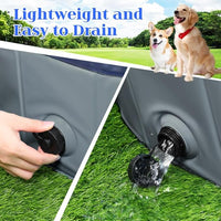 Foldable Dog Bath Swimming Pool 71'' Plastic Kiddie Pool Professional Tub Collapsible Grooming Bathtub for Pets Kids Baby and Toddler, 71 x 12 Inches Gray
