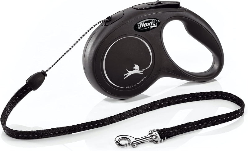 FLEXI Classic Cord Retractable Dog Leash, Black - Small - 16 Feet (Cord)