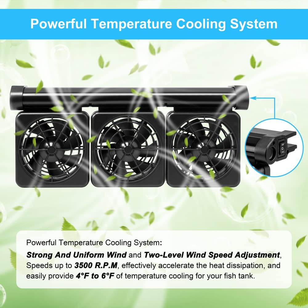 DaToo 3 Fans Aquarium Chiller Fish Tank Fan Aquarium Cooling Fan - 3 Fans - image 3