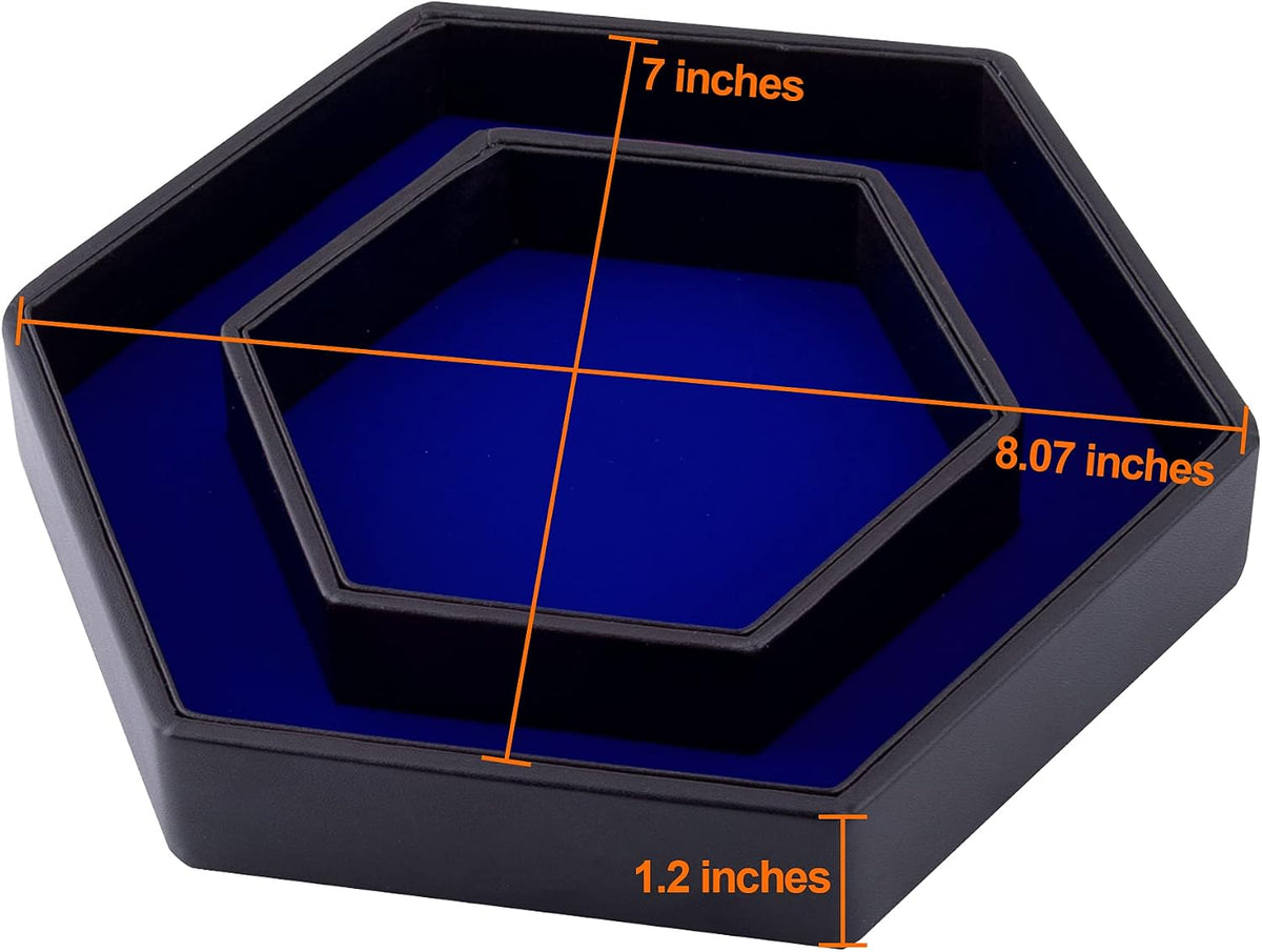SIQUK Dice Tray with Lid Hexagon Dice Rolling Tray Dice Holder – Fun for Kids & Family - Blue - image 3