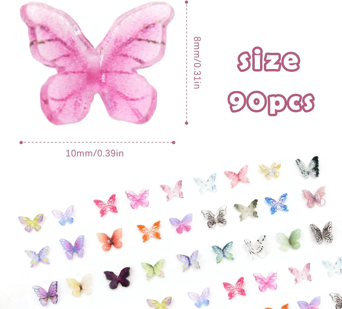 60Pcs Mini Resin Butterflies - 90pcs Mini Butterflies - image 2