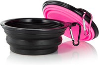 Dog Bowl Pet Collapsible Bowls - Small / Black & Pink - image 2