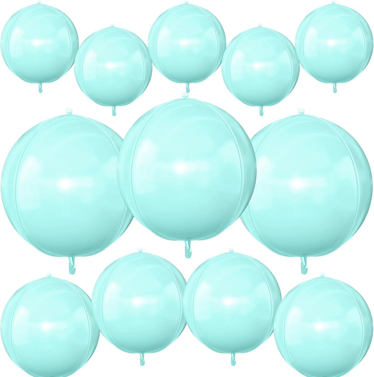 12PCS Iridescent Round Foil Balloons 22" 15" 10" Large Holographic - 22/15/10inch Pastel Blue