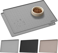 YINEYA 2 Pack Silicone Dog & Cat Food Mat Waterproof 18" x 12" - Gray-2Pack / 18" x 12"