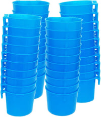 Cage Cups Birds Feeders Seed Bowl Chicken Feeding Watering Dish - 40PCS Blue