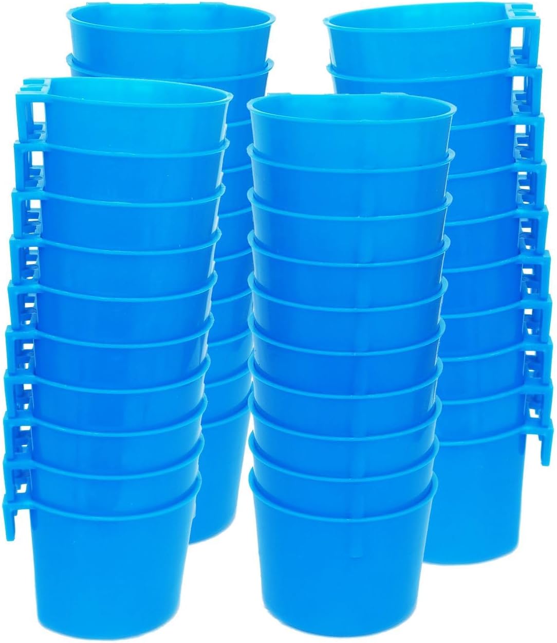 Cage Cups Birds Feeders Seed Bowl Chicken Feeding Watering Dish - 40PCS Blue