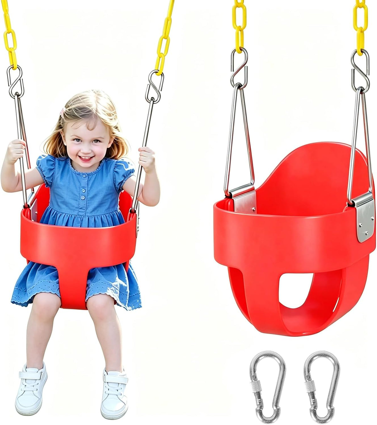 DECORLIFE Toddler Swing, Baby Swing Outdoor - Red - 1 Pack