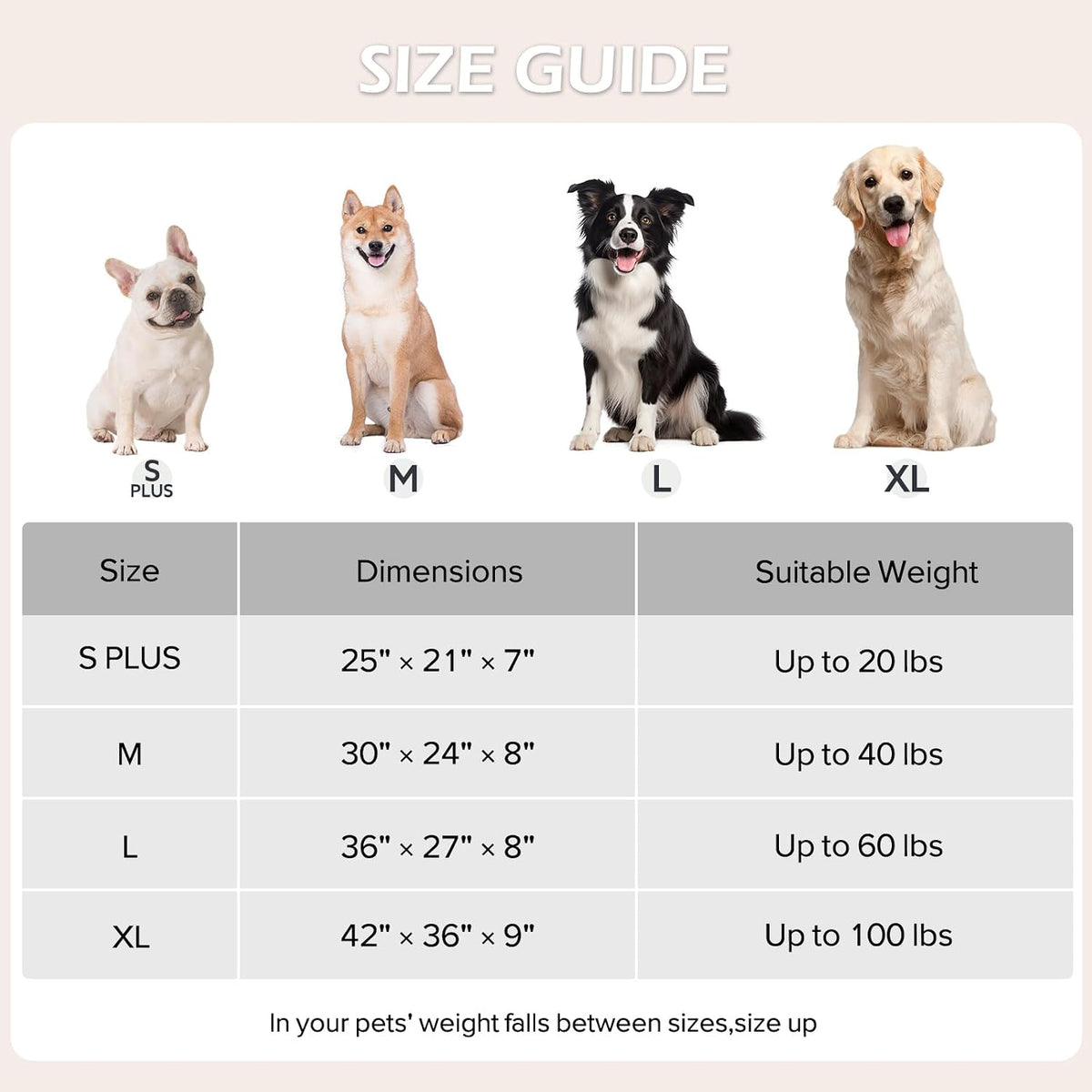 JOEJOY Cute Dog Bed Medium Size Dog - Cozy Clouds Grey / S PLUS (25"x21"x7") - image 4