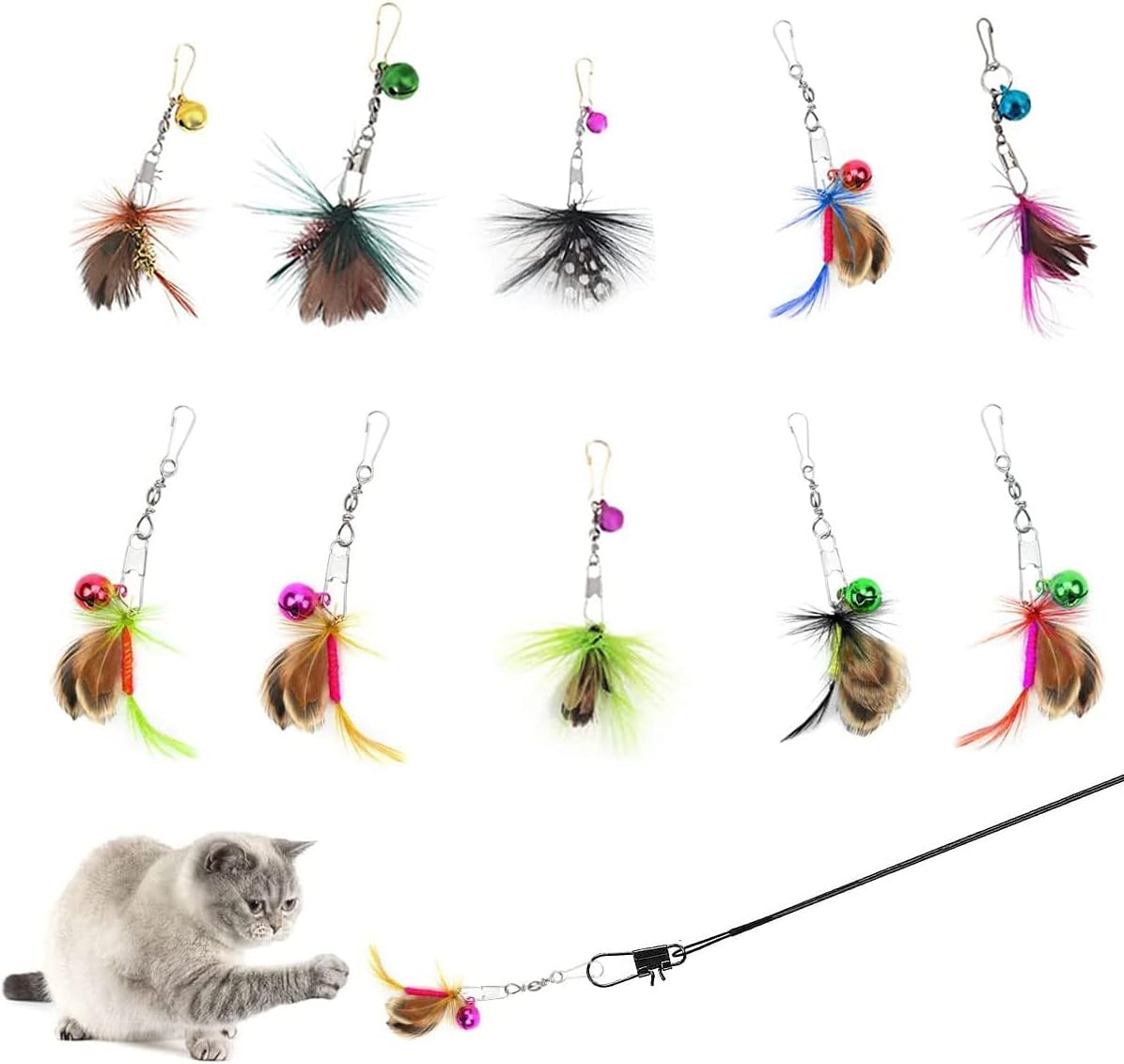 Cat Insect Feather Toys Replacement Cat Toy Wand Refills - Style 6