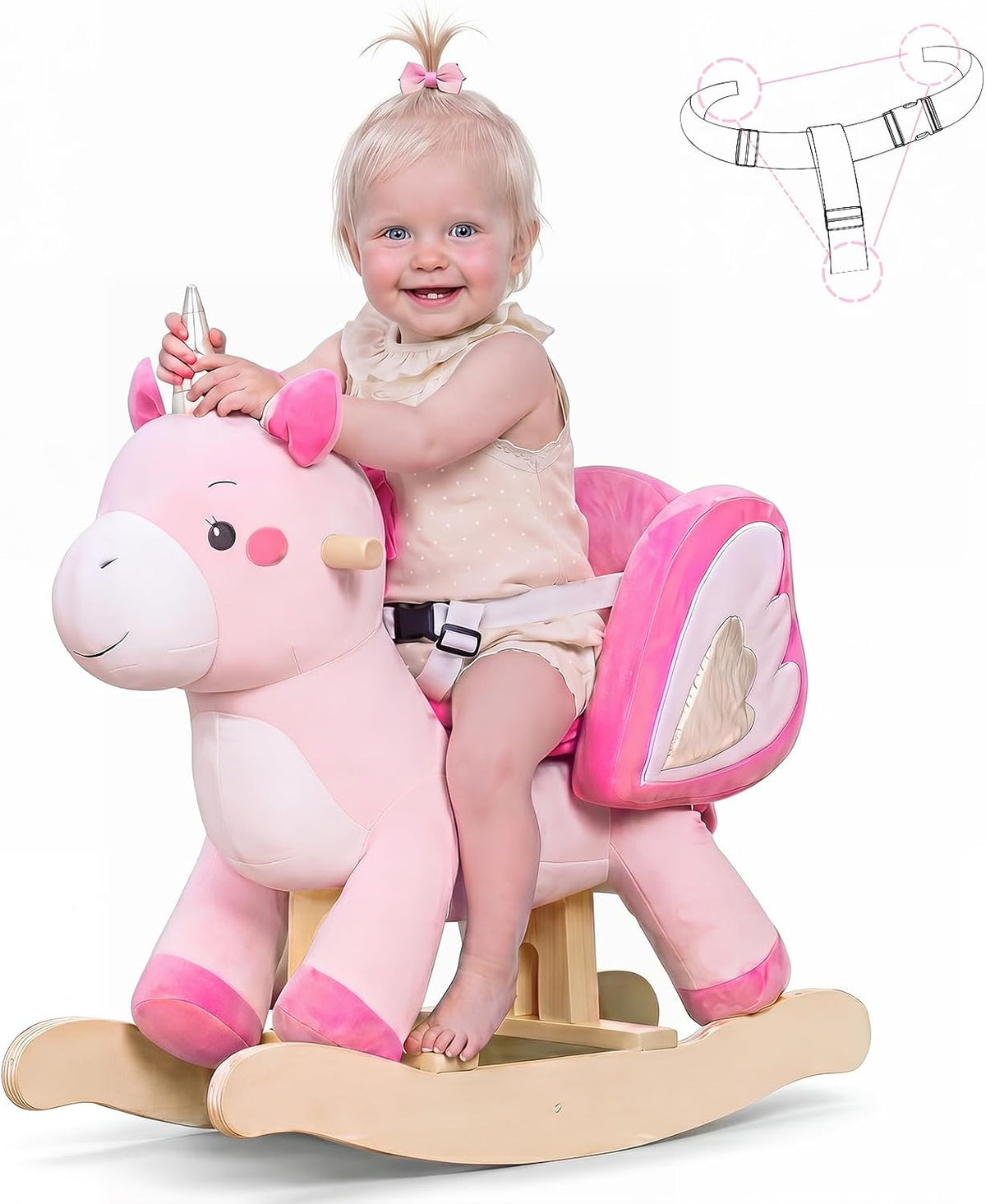 labebe, Baby Rocking Horse, Ride Unicorn - Pink Unicorn
