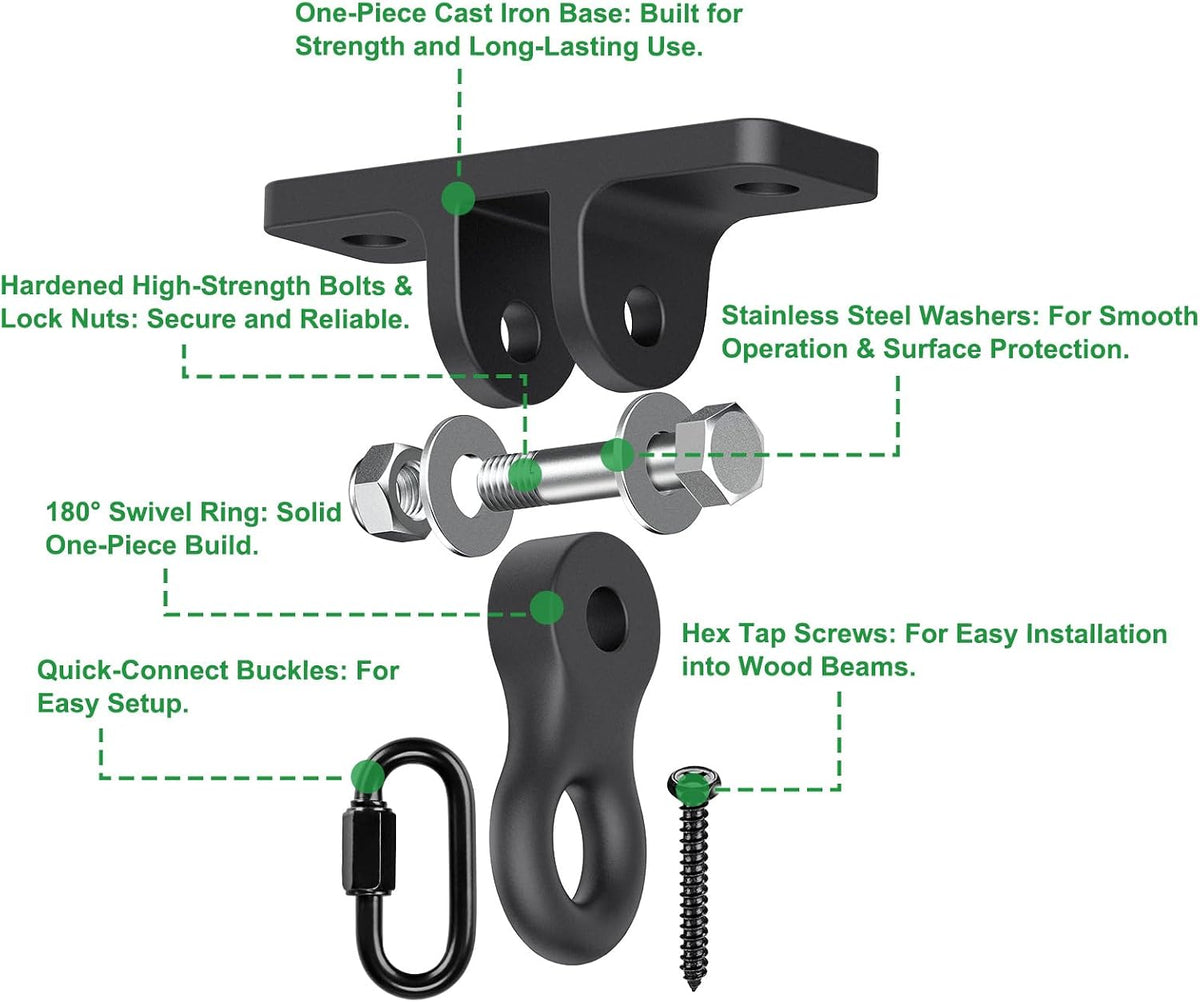 SELEWARE Silent Bearing Swivel Swing Hanger Stainless Steel Swing - A: Black Swing Hangers (2 Pack) - image 2