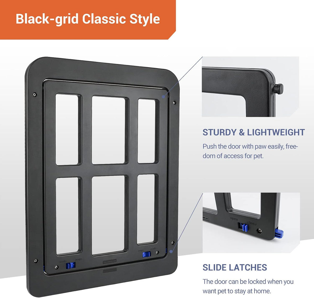 Dog Door for Screen Door, Cat Door Screen Small Dog Door Insert for Sliding Door Easy Install - 8.3" x 10.3" Black Small - image 4