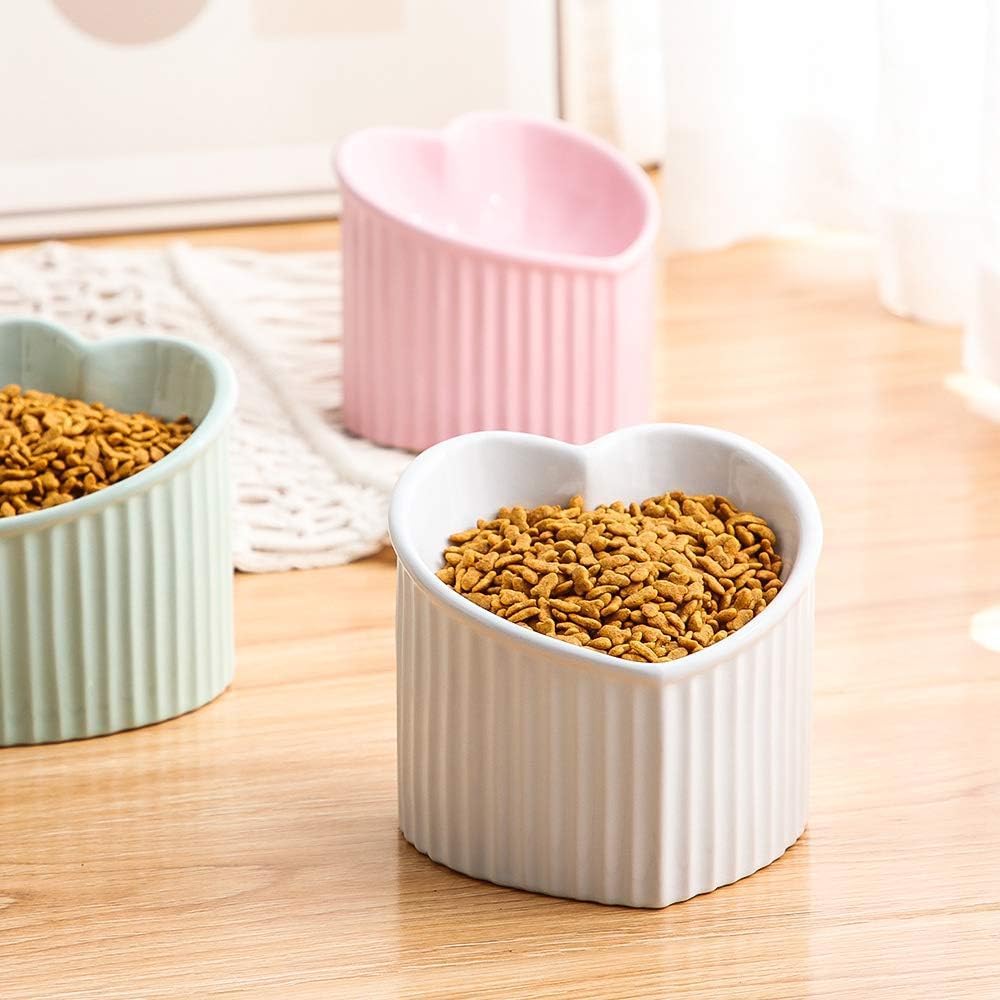 Pink Ceramic Raised Cat Bowls - White - image 4