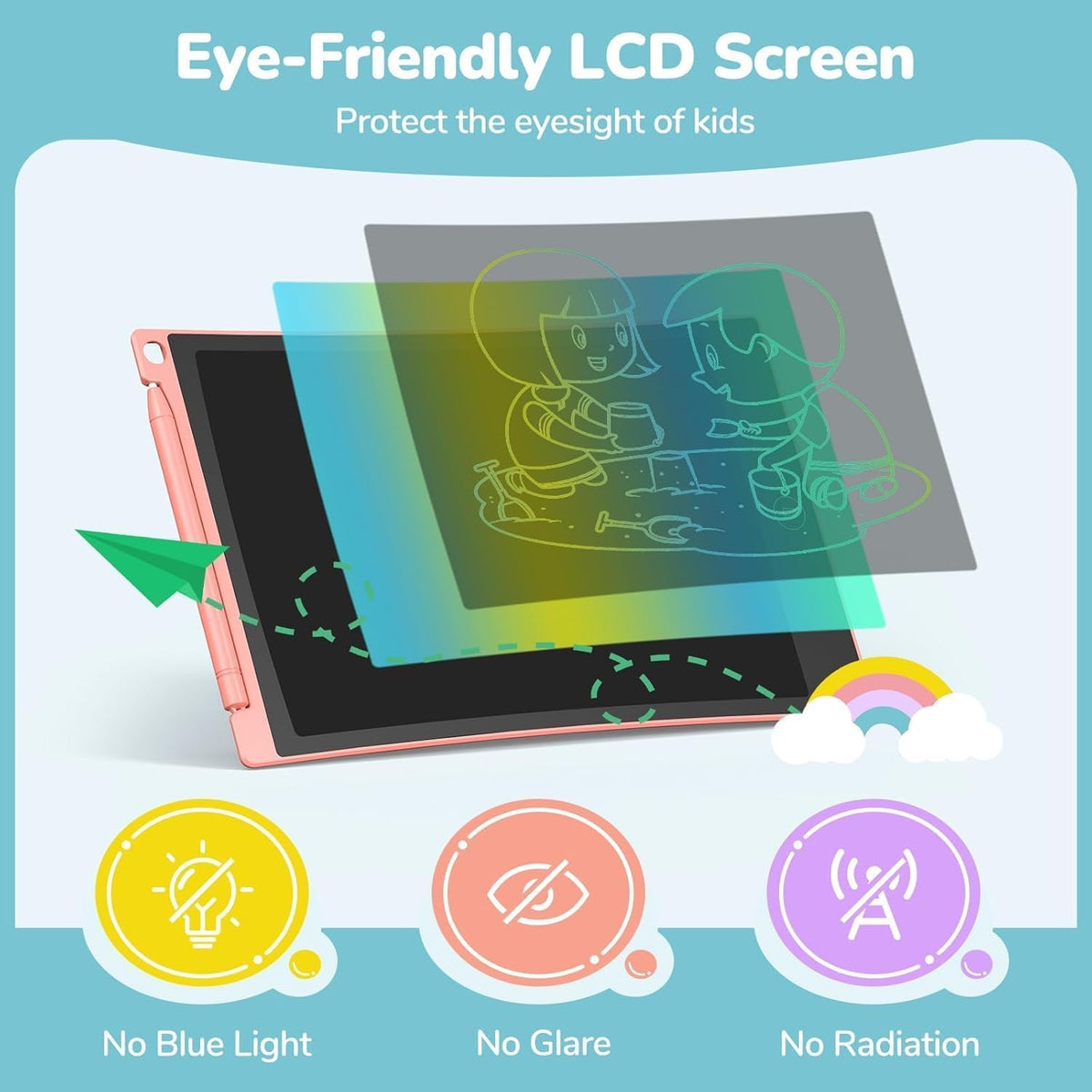 TECJOE 4 Pack LCD Writing Tablet for Kids - Blue & Purple & Green & Dark Blue - image 4