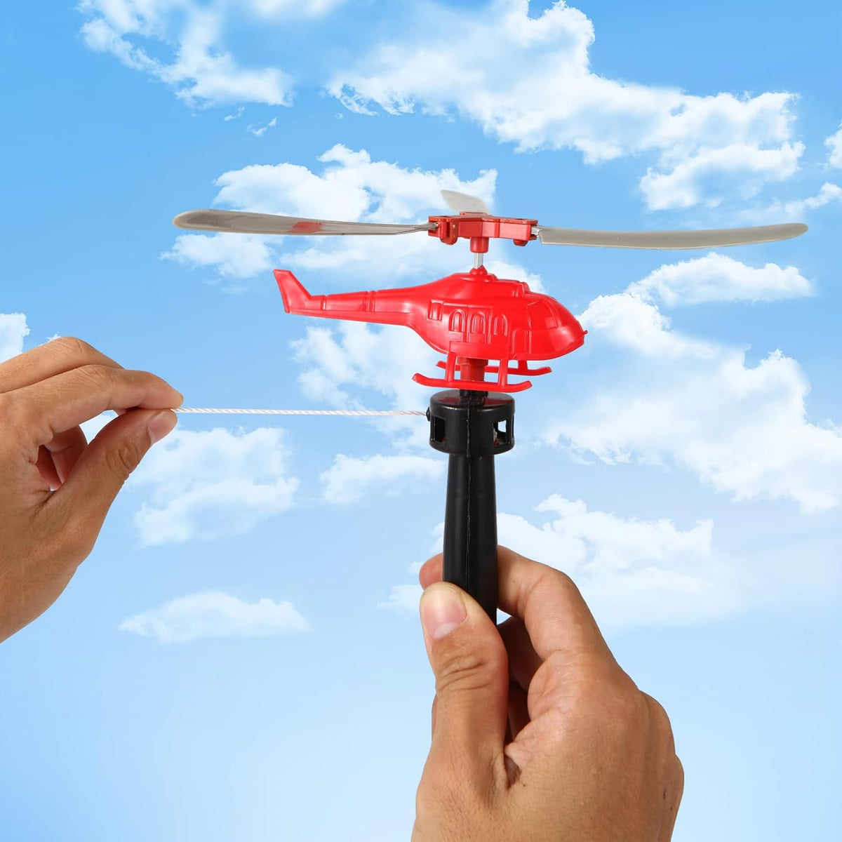 VETE 8 pack pull string flying helicopter toys in bright plastic for kids - view 2
