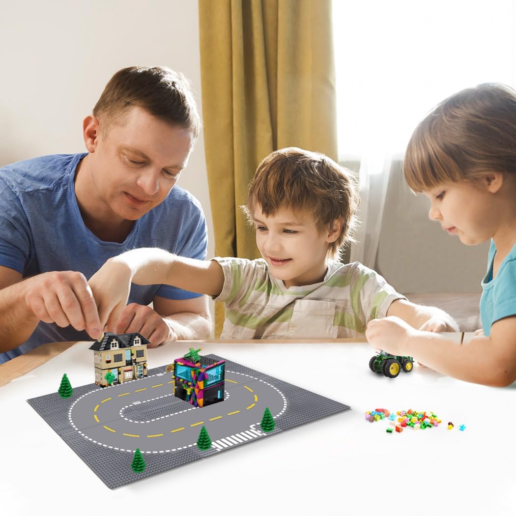 Lekebaby 6 Pack Classic Baseplates 10" x 10" - Grey (Roads) / 6 Pack - image 2