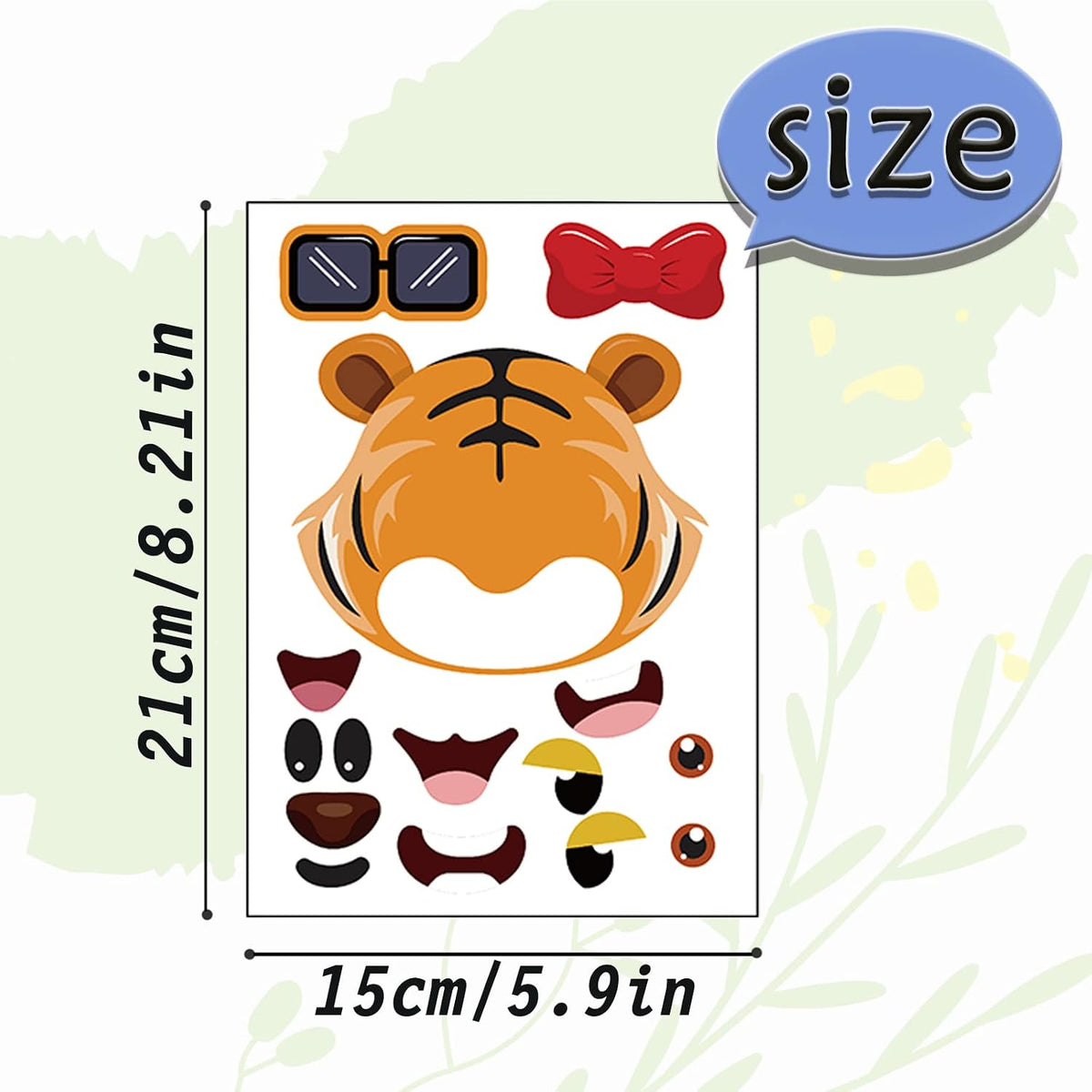 24 Sheets Make a Face Stickers for Kids Toddlers Party Favors Crafts – Fun for Kids & Family - Zoo Animals - image 2