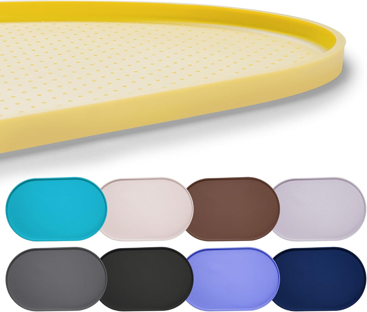 Hubulk 100% Waterproof Silicone Pet Feeding Mat with Raised Edge - Yellow / 24"L x 16"W
