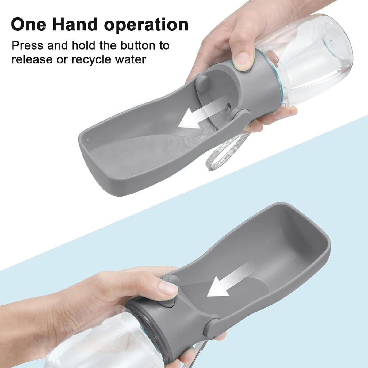 Portable Dog Water Bottle Dispenser [Leak Proof & Foldable] Dog - Grey / 12OZ - image 2