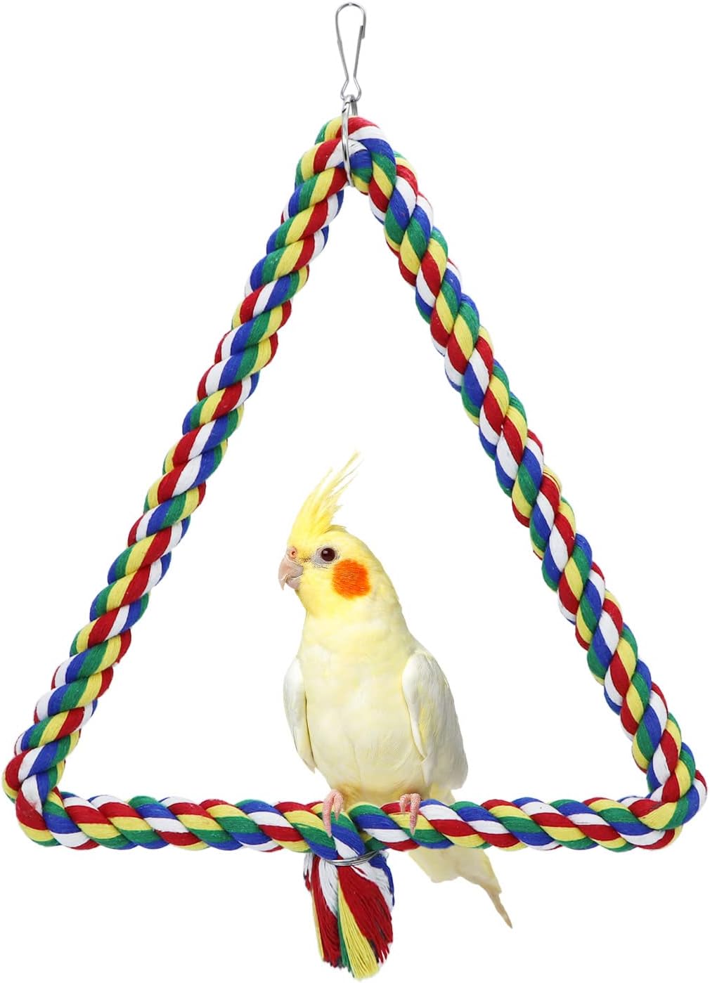 Bird Triangle Rope Swing Colorful Perch Chewing Toy for Parrots - M